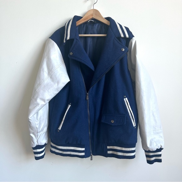 Rocawear ROC Rebel League Embroidered Contrast Varsity Jacket Navy White Size XL - Picture 3 of 16